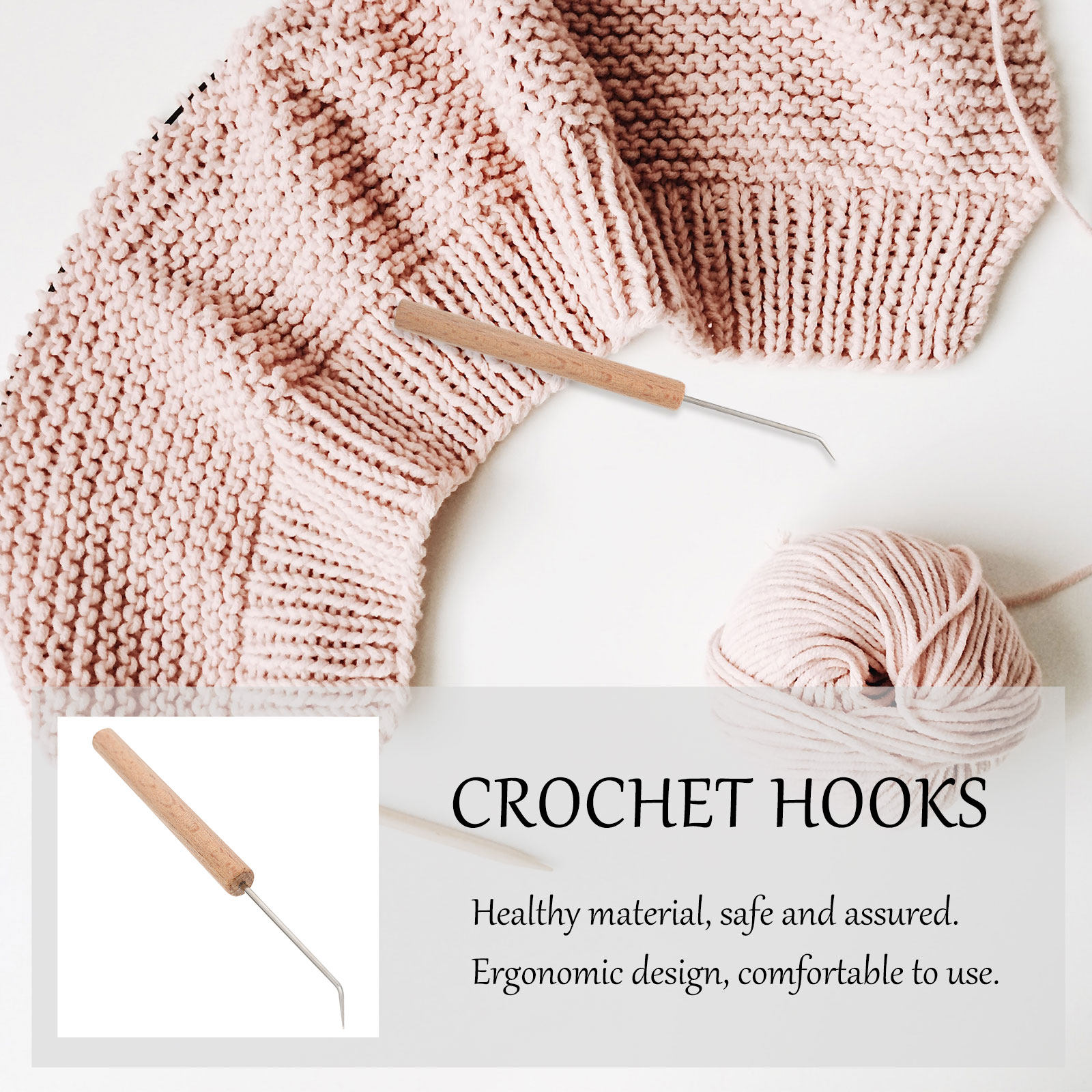 Wooden Crochet Hooks Ergonomic Handle - 1 pezzo di uncinetto con manico