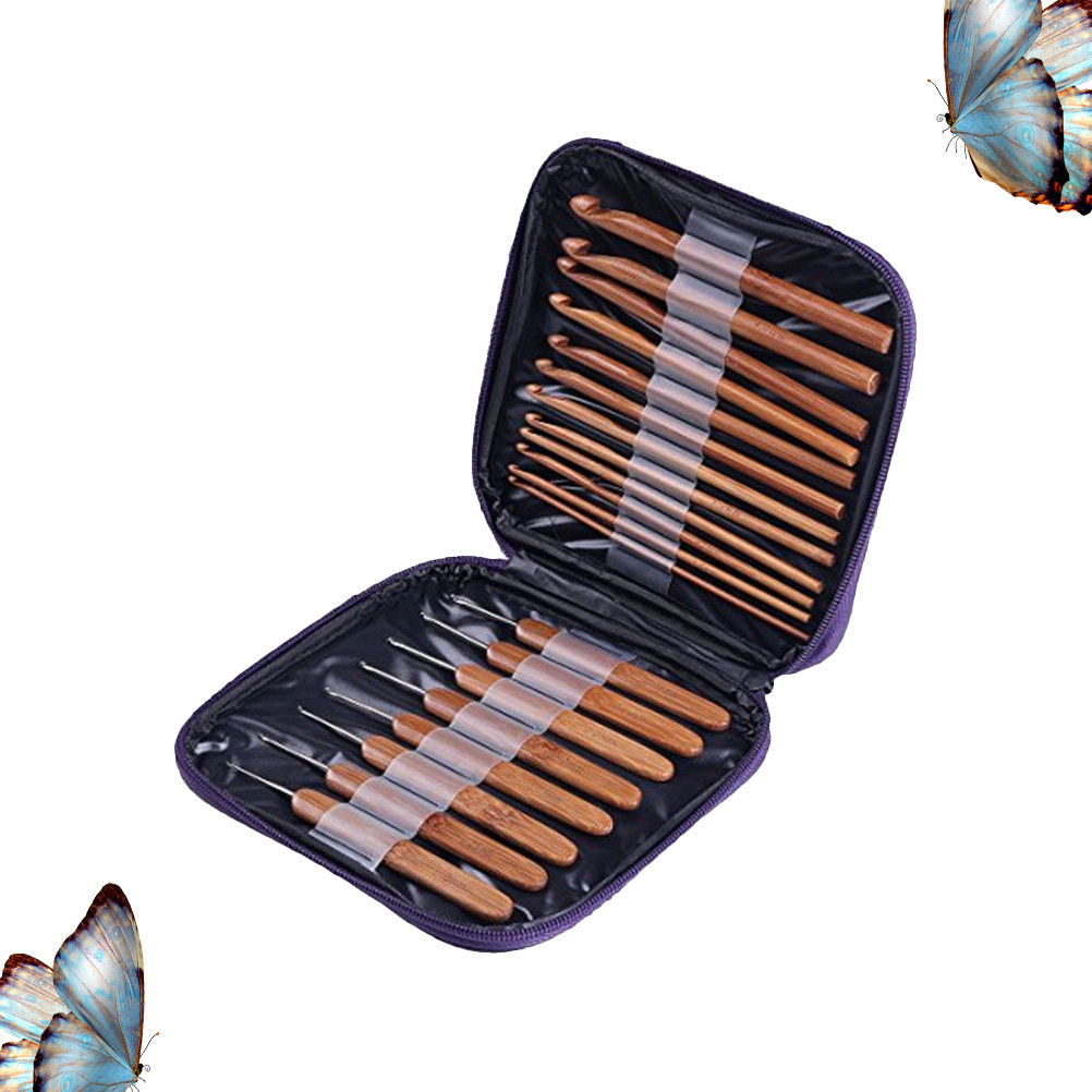Wooden Crochet Hooks Ergonomic Handle - 1 set di ferri da uncinetto